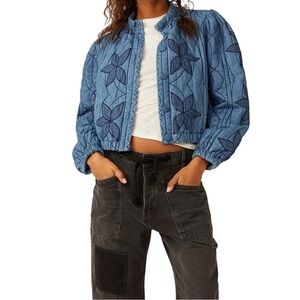 NWT Free People Quinn Quilted Cotton Denim Jacket